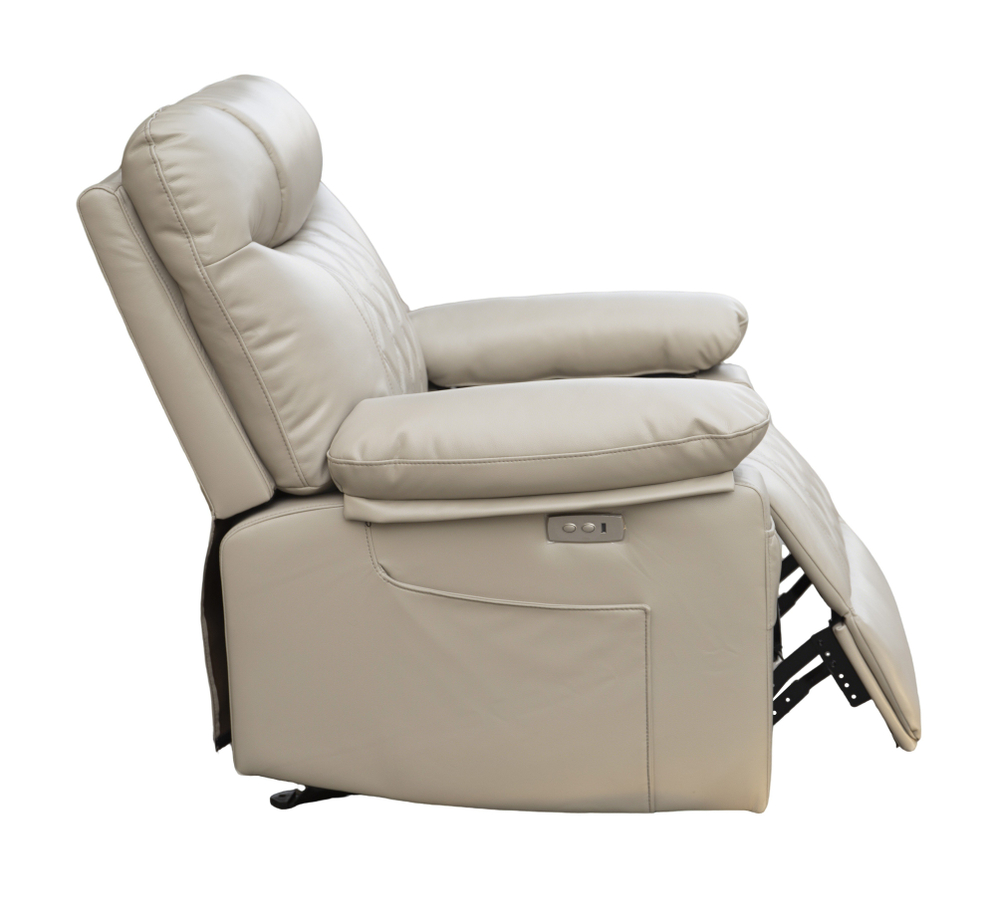 Кресло реклайнер Бристоль с качанием и электроприводом кремовое или коричневое