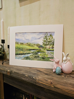 Картина авторская акварельная в паспарту 30х40 см на стену для интерьера "Майское Веребково"