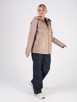 Кожаная куртка демисезонная с капюшоном