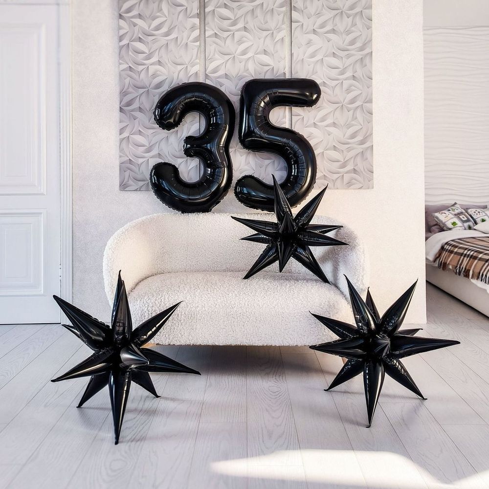 Шар (41''/104 см) Звезда, Составная, Черный блеск, 1 шт. в упак.