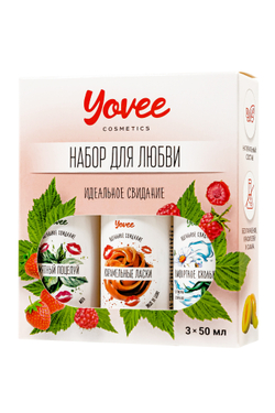 Набор гелей-смазок Yovee для любви (721006+721014+721054), вкус(мята+карамель) + увл(алоэ), 3х50 мл