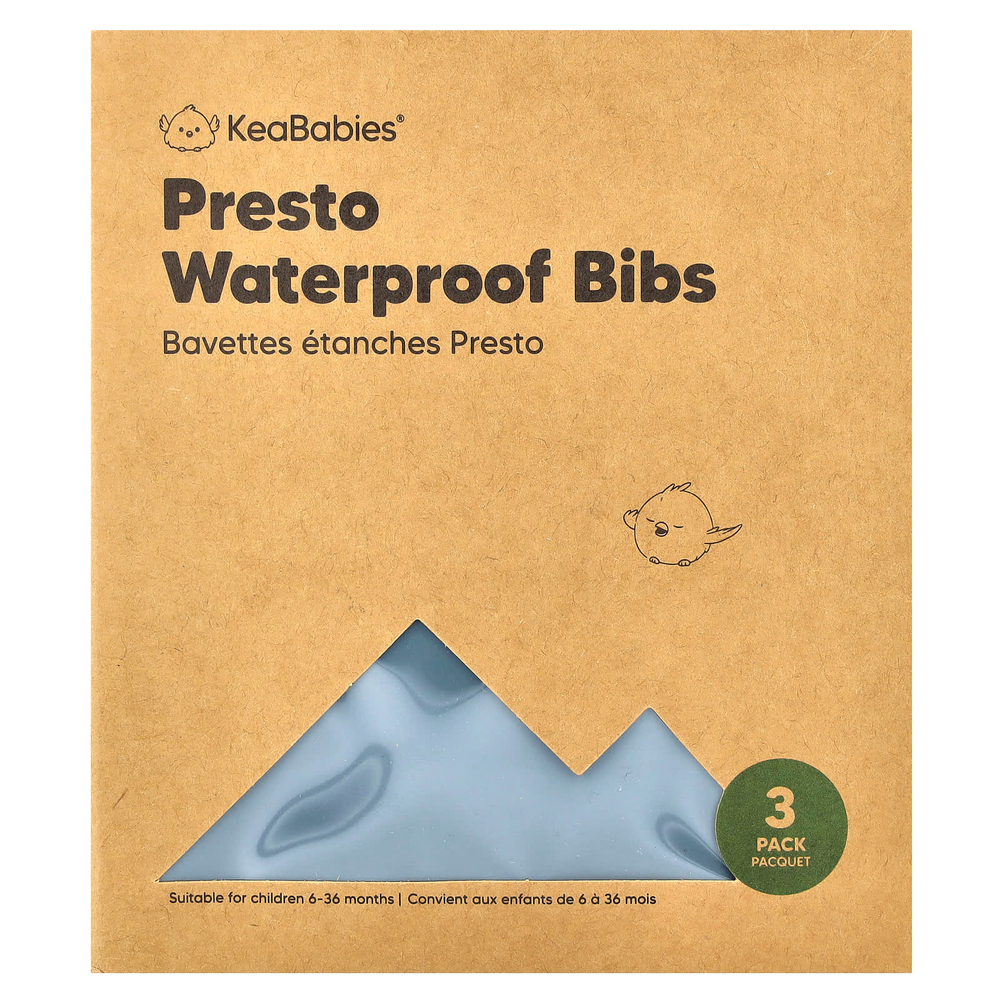 KeaBabies, Водонепроницаемые нагрудники Presto, для детей 6–36 месяцев, шифер, 3 шт. В упаковке