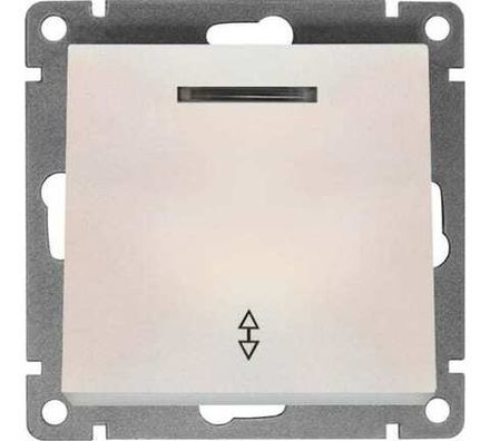 Выключатель одноклавишный проходной с подсветкой "UNIVersal" серия "Афина", с/у, 10А, 220В, жемчуг