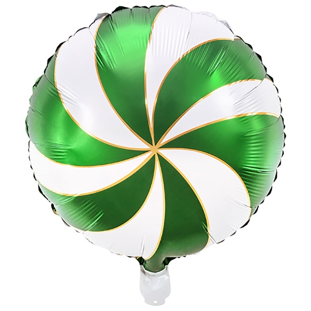 Фольгированная фигура, круг, " Леденец Green/White,18"/45СМ