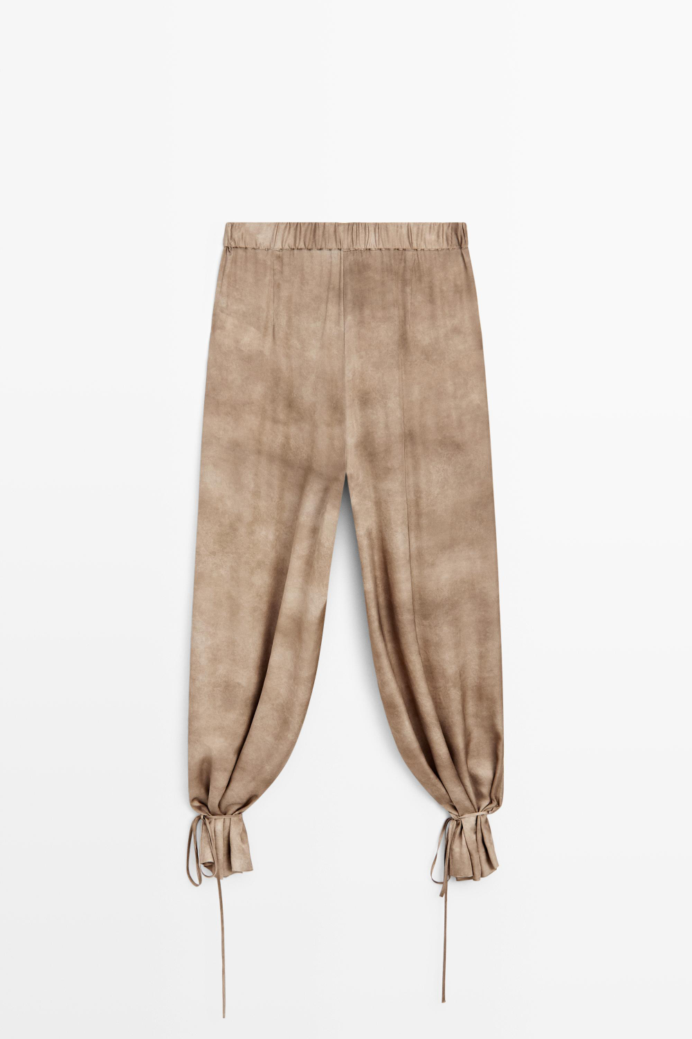 Massimo Dutti Струящиеся брюки с завязками, бежевый