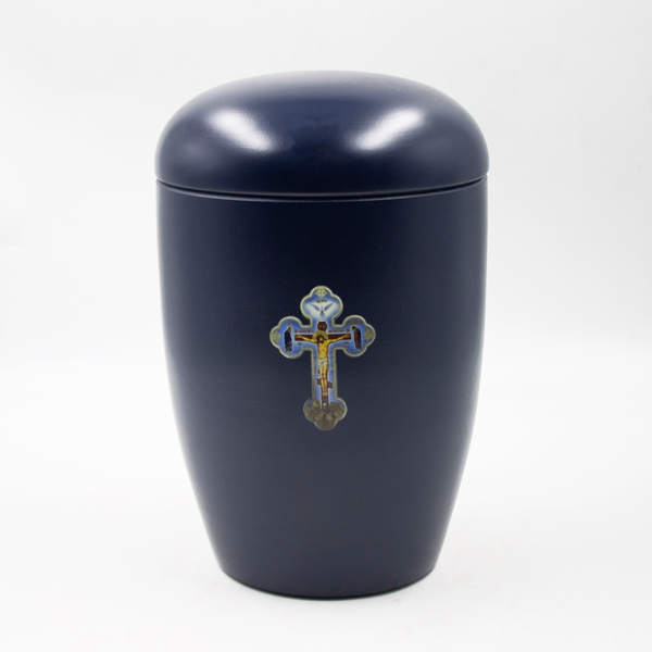 Урна для праха биоразагаемая "Эдем" синяя Крест