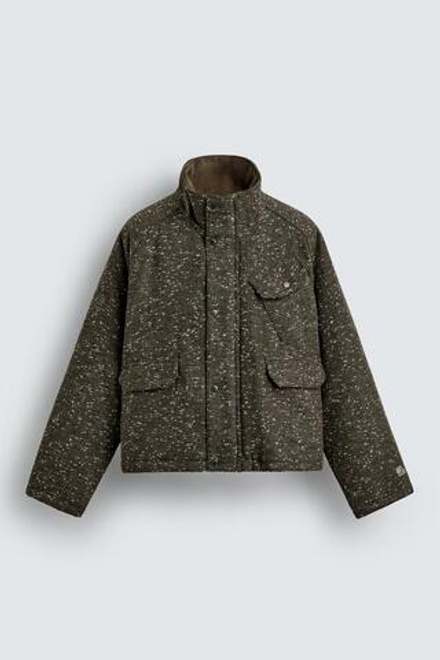 ZARA КУРТКА ИЗ ТКАНИ В ЕЛОЧКУ С РЕЛЬЕФНЫМ УЗОРОМ, ТЕМНЫЙ РЫЖЕВАТО-КОРИЧНЕВЫЙ