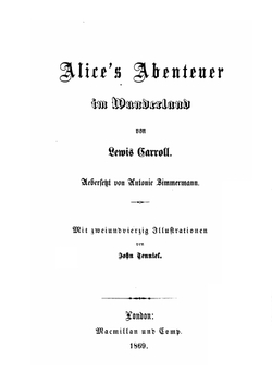 Alice's Abenteuer im Wunderland. von Lewis Carroll uebers von A. Zimmermann | C.L. Dodgson