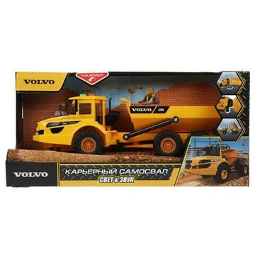 Модель пластик свет-звук VOLVO КАРЬЕРНЫЙ САМОСВАЛ 26 см, двер, инерц, кор. Технопарк