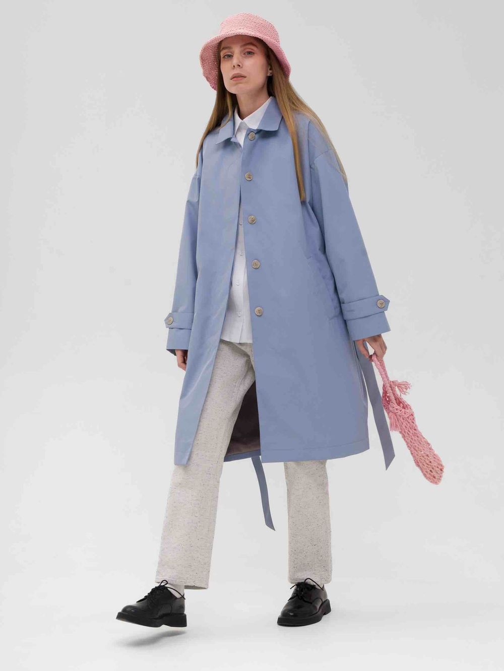 Плащ FOS Средней длины Женский Голубой