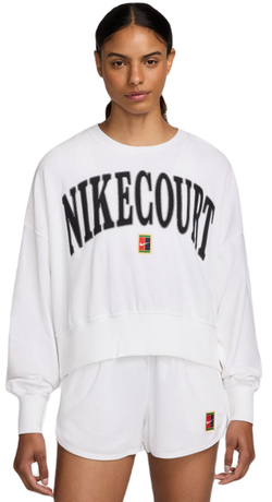 Женская Кофта теннисная Nike Court Heritage Oversized Crew-Neck Graphic Tennis - белый