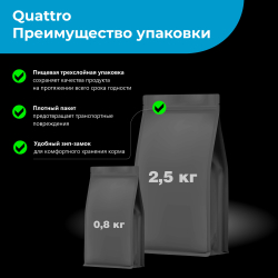 Корм сухой для взрослых собак породы Болонка, с лососем, 800 гр, QUATTRO