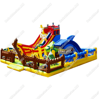 Большой надувной батут "Говорящая акула" 14*10*6 м