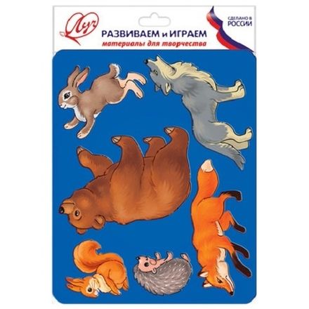 Трафарет раскраска Лесные звери Луч