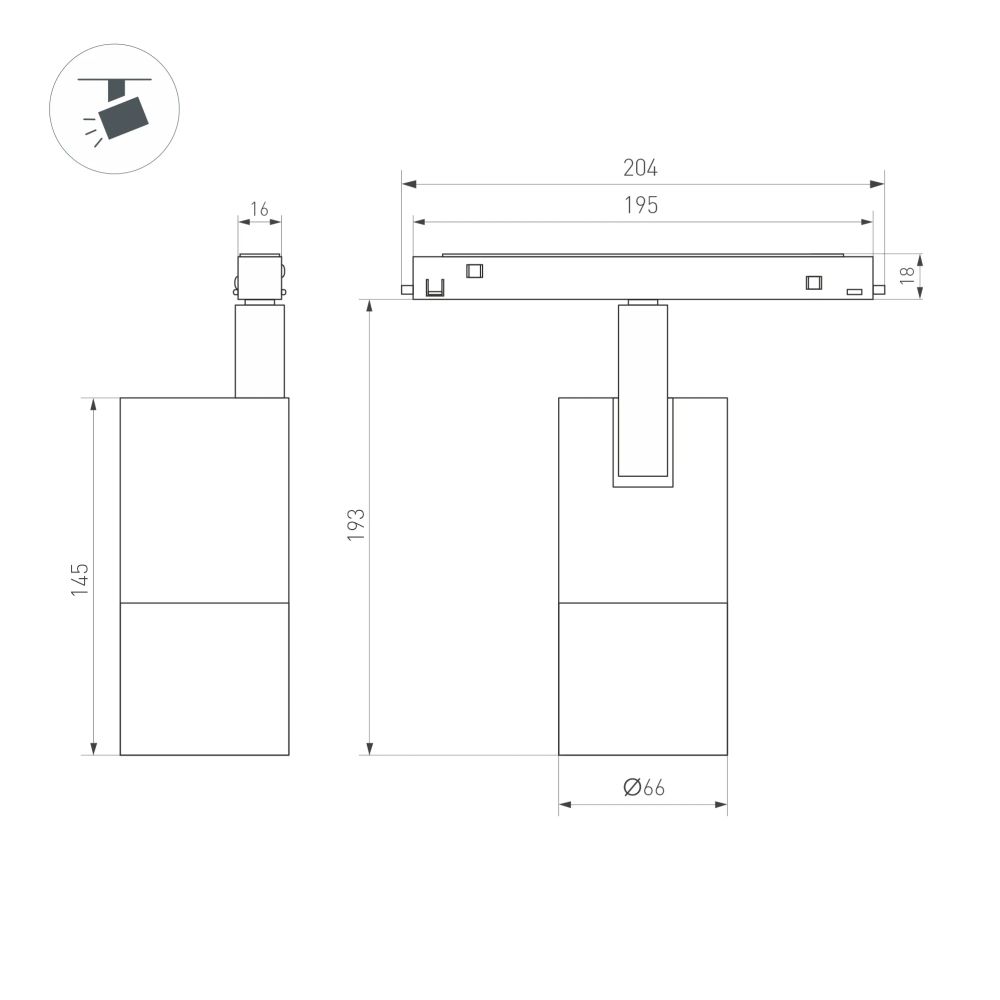 Светильник MAG-ORIENT-SPOT-ZOOM-R65-15W Day4000 (BK, 20-60 deg, 48V, DALI) (Arlight, IP20 Металл, 5 лет) 048662(1)