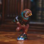 Фигурка совы на ветке в технике клуазоне (перегородчатая эмаль)