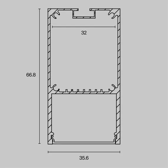 Алюминиевый профиль накладной-подвесной 35x66 (Серебро, 2 м) , ALM-3566-S-2M Led Strip alm-3566-s-2m