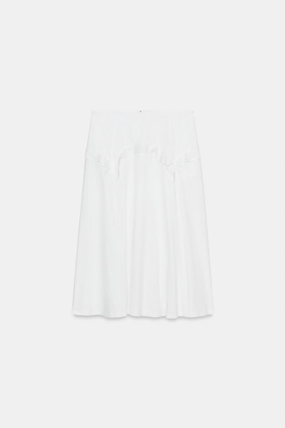 ZARA КОМБИНИРОВАННАЯ ЮБКА С ВОЛАНАМИ, БЕЛЫЙ