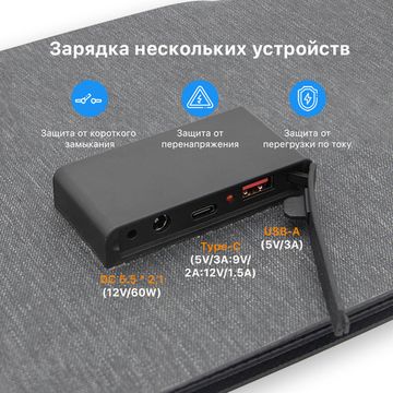 Туристическая солнечная панель YASHEL 60 Ватт, фото №955473067