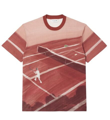 Мужская теннисная футболка Lacoste Classic Fit Tennis Print - Коричневый