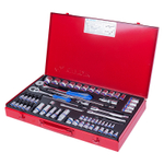 KING TONY (9563MR01) Набор торцевых головок с принадлежностями 1/4"+3/8"+1/2", 6-гранные, 4-32 мм, 62 предмета