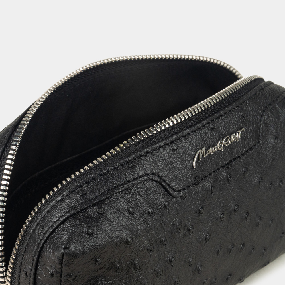 Несессер Tube, кожа страуса черного цвета