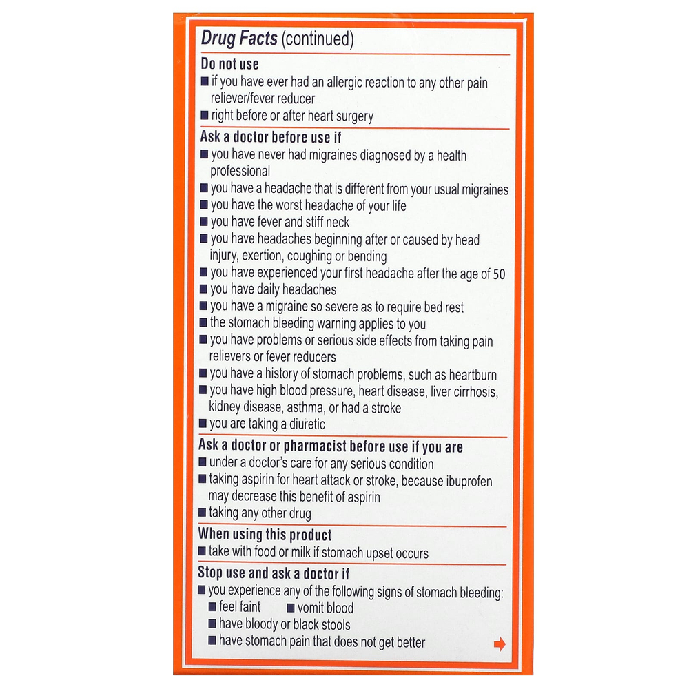 Motrin, Migraine, ибупрофен в капсулах, 200 мг, 80 капсул, наполненных жидкостью