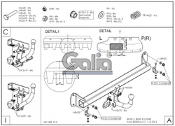 Фаркоп оцинкованный Galia B020A для BMW 5-Series седан F10 / универсал F11 2010-2016, BMW 5-Series GT F07 2010-2017(паспорт и сертификат в комплекте)(без электрики)