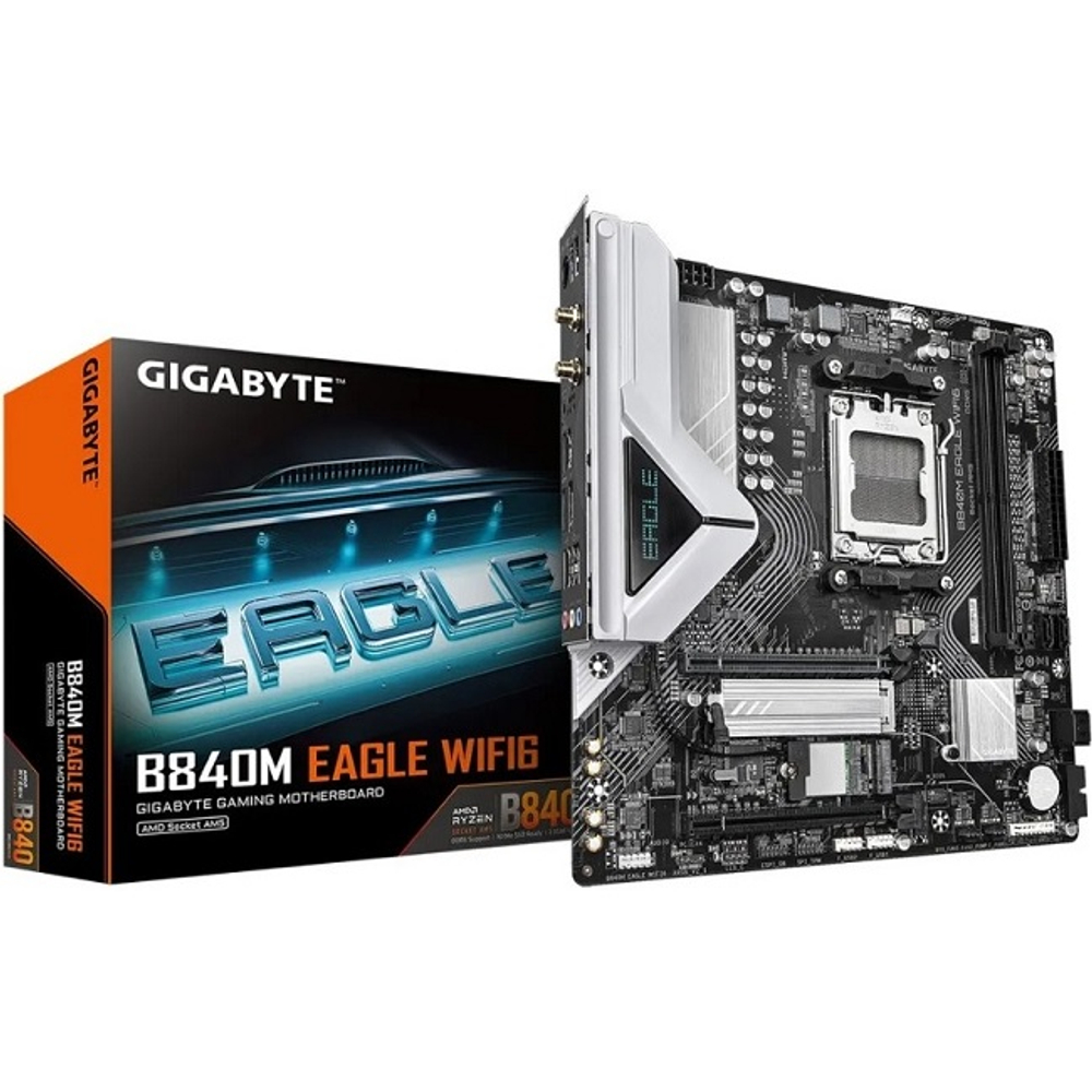 Материнская плата GIGABYTE B840M EAGLE WIFI6 (AM5/AMD B840/4xDDR5/4xPCI-Ex16/3xM.2/SB/Wi-Fi/BT/GLAN/DP/HDMI/mATX)