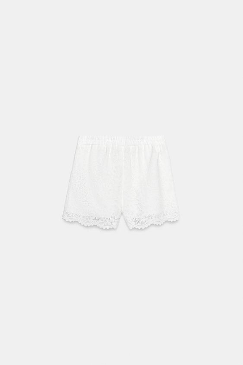 ZARA КРУЖЕВНЫЕ ШОРТЫ, БЕЛЫЙ