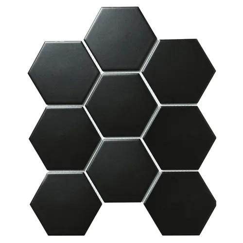 Керамическая мозаика Hexagon big Black матовая