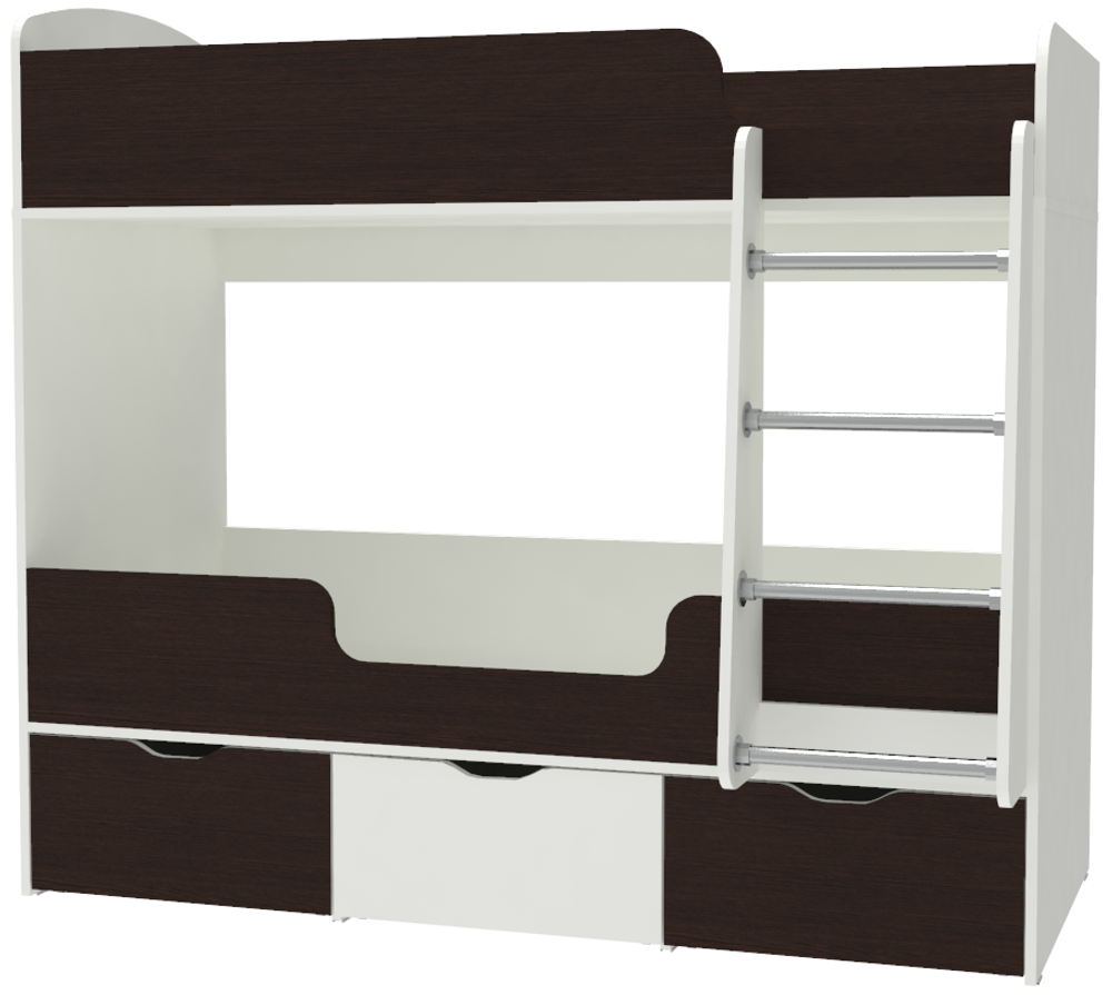Кровать двухъярусная КарИВи Малыш Двойняшка Белый  Венге