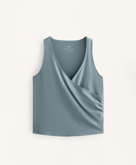 OYSHO Майка Comfortlux с перекрестными деталями, сине-серый