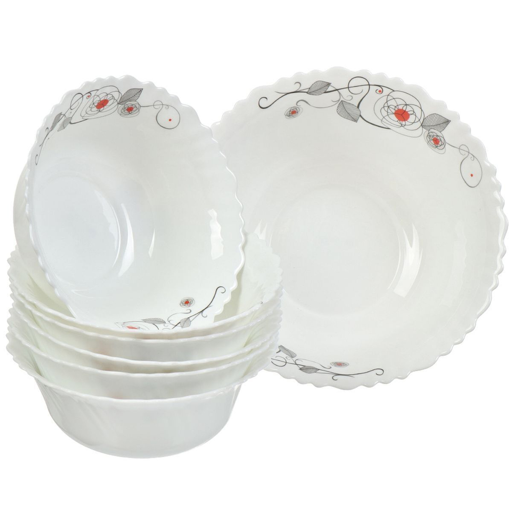 Салатник стеклокерам, кругл, 7 шт, 6х17.5,22.5 см, Рапсодия, Daniks, 292676