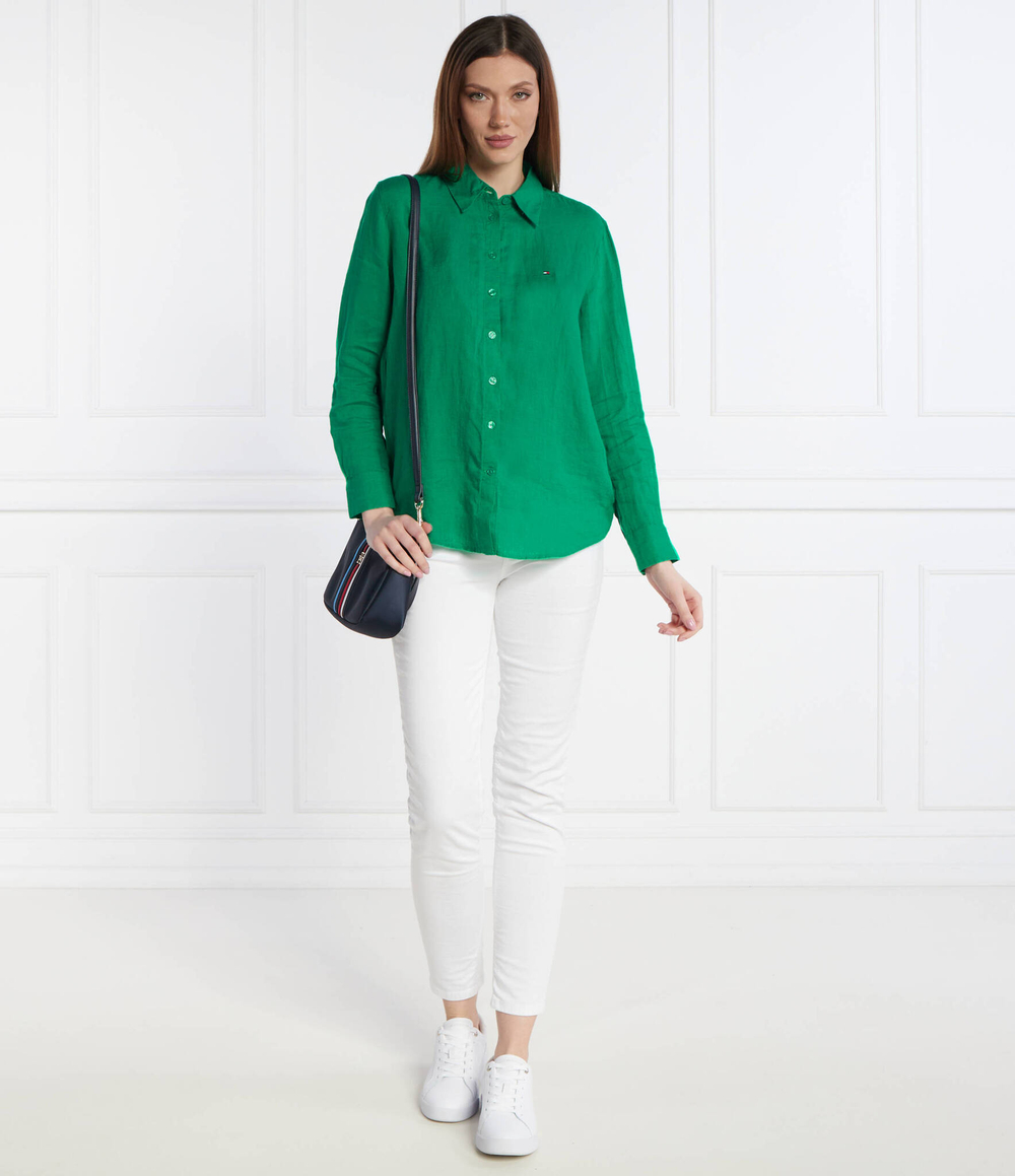 Льняная рубашка Tommy Hilfiger - зеленый(WW0WW42037)