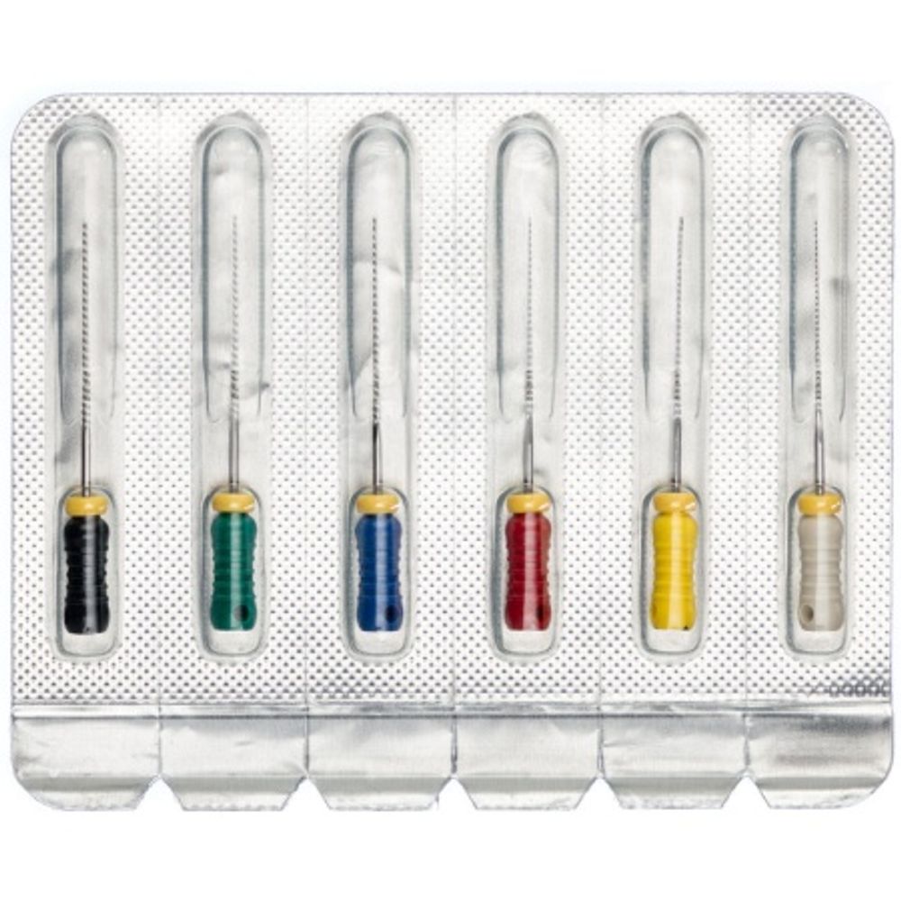 Pro-Endo K-Files №15-40 Ассорти (25мм) (6шт.) Про-Эндо К-файлы (К-рашпили), каналорасширители ручные