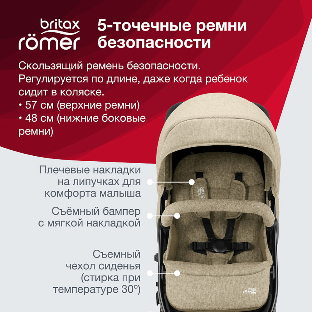 Детская прогулочная коляска Britax Roemer B-Agile 4 M Linen Beige