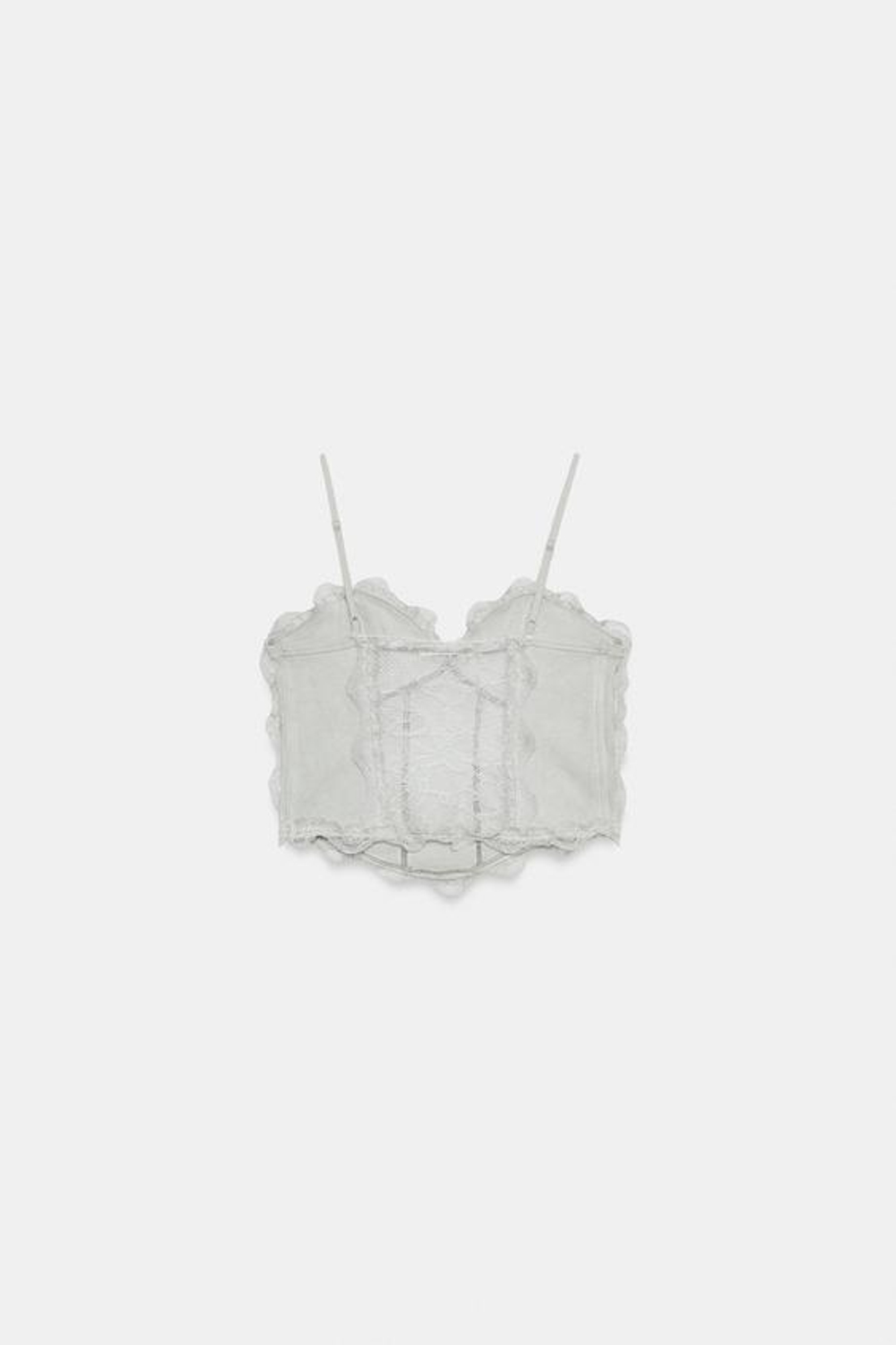 ZARA ТОП-КОРСЕТ С КРУЖЕВНЫМИ ДЕТАЛЯМИ, СИРЕНЕВЫЙ