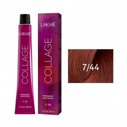 Lakme Collage Крем-краска для волос, 7/44 Средний блондин медный яркий, 60 мл