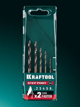 KRAFTOOL STEP POINT, 5 шт, набор сверл по металлу для винтовёртов и шуруповертов IMPACT READY (29653-H5)
