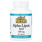 Natural Factors, альфа-липоевая кислота, 100 мг, 60 капсул