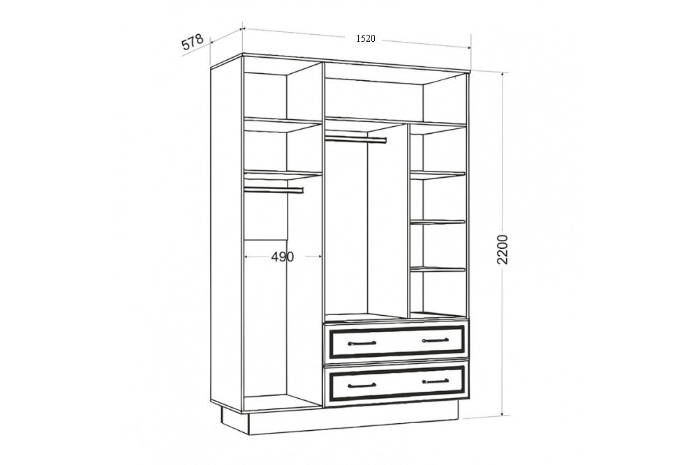 Шкаф трехстворчатый "Ханна" М4 (дуб баррик/зеленая резеда), ЛДСП/МДФ, Комфорт-S, г. Ижевск