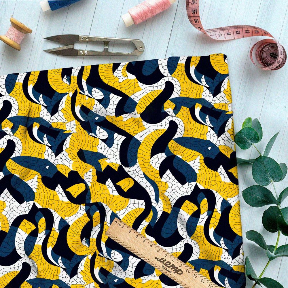 Ткань премиум шелк искусственный Армани морской водоворот впечатлений