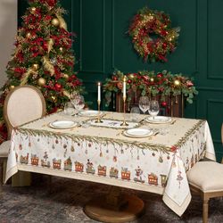 СКАТЕРТЬ "ЩЕЛКУНЧИК" 160Х220СМ БЕЖЕВЫЙ,100% ХЛОПОК,ТВИЛ