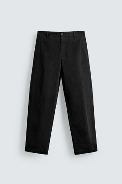 ZARA БРЮКИ ЧИНОС STRAIGHT FIT, ЧЕРНЫЙ