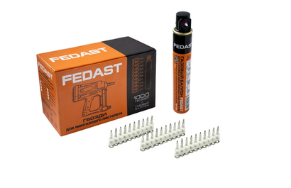 Гвозди для металла и непрочного бетона тип CN (2,7*25 мм винтовые, 1000 шт/уп+1 баллон) FEDAST
