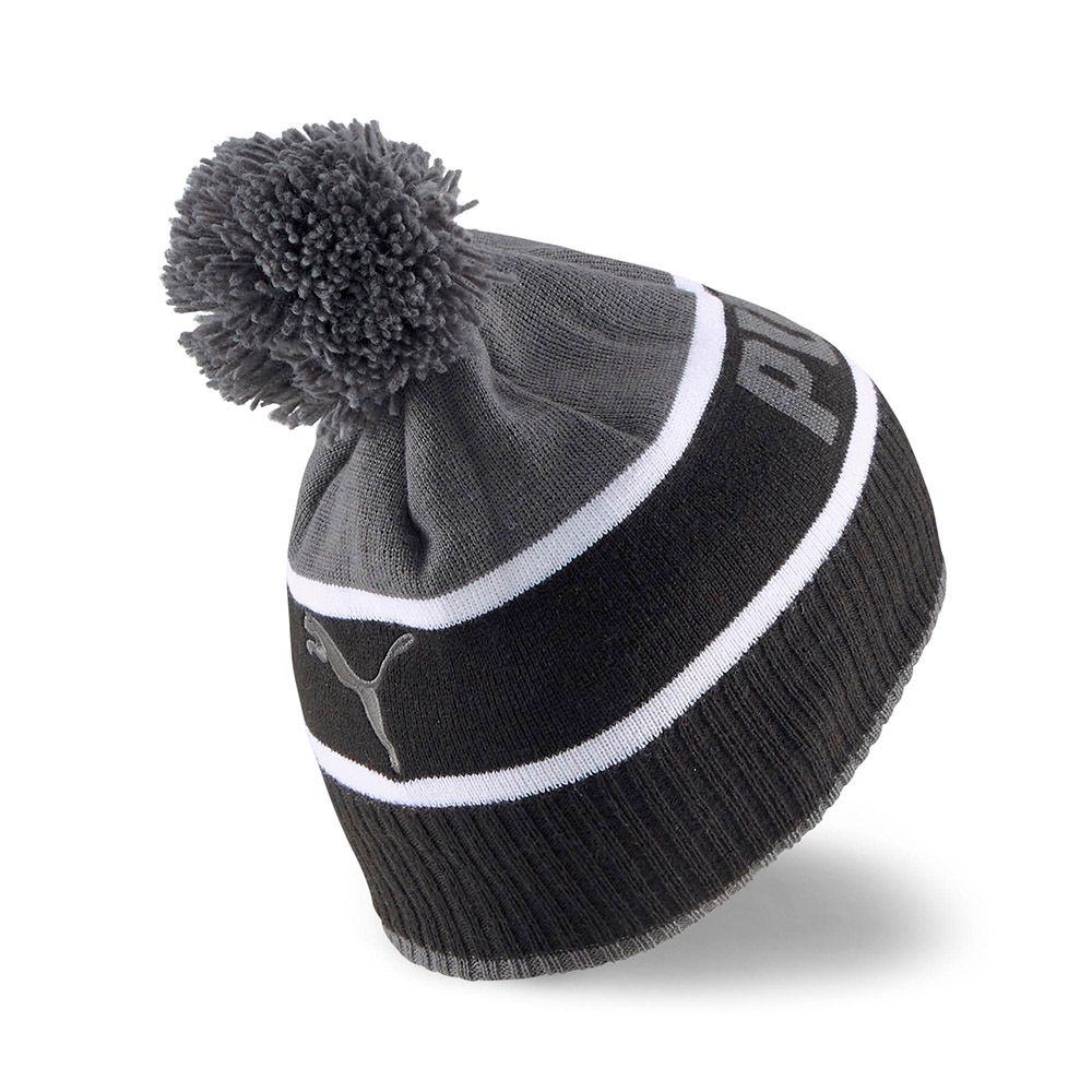 Шапка спортивная PUMA Pom Beanie, 02403901, черно-серый