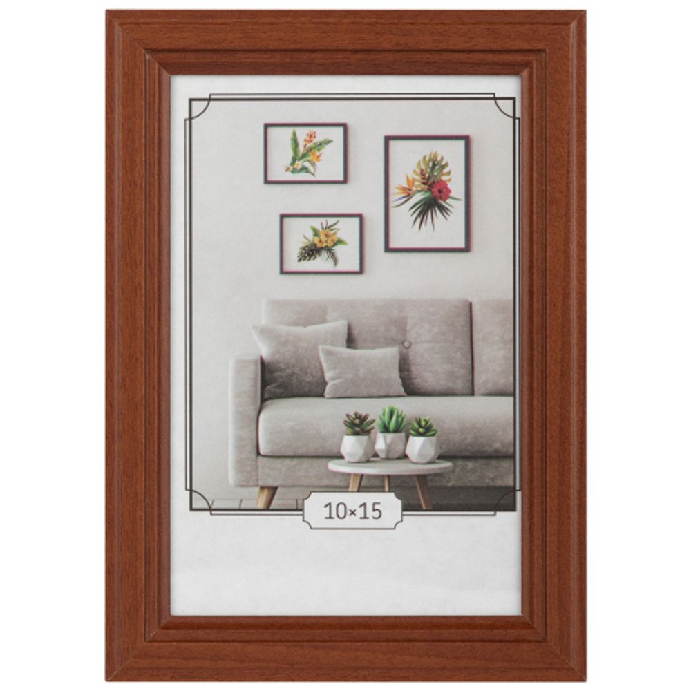 Фоторамка Image Art С22 МДФ универсальная 10х15 цвет красное дерево вставка прозрачный пластик | Image Art