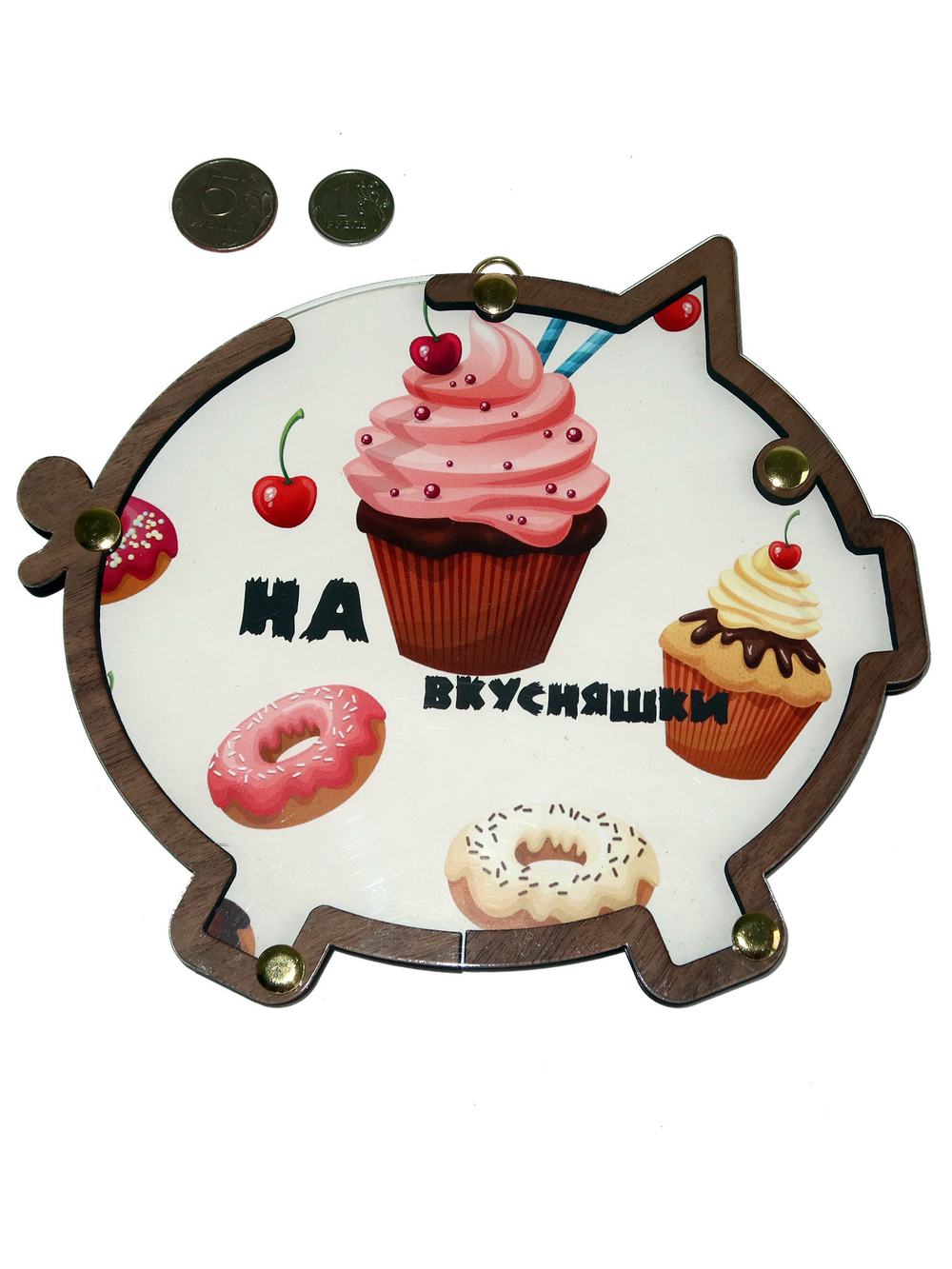 Копилка рамка с мотиватором DIYRUS Хрюшка из дерева в виде свиньи (-)