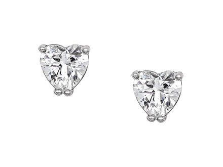 Серьги-гвоздики "Сердце" 4мм, с прозрачным кристаллом